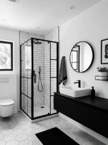 Black and white bathroom design aesthetic