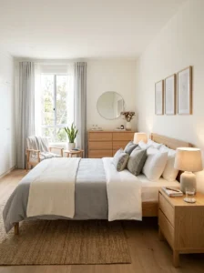 Organized bedroom making space feel bigger