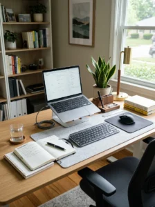 Organized desk improving productivity