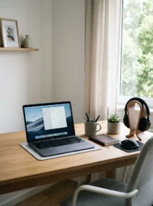 Clean desk surface creating organized workspace