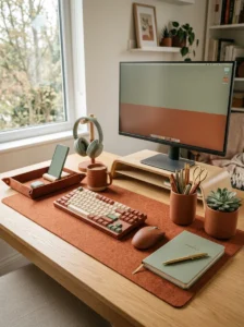 Matching accessories making desk look organized