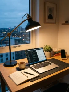 Soft desk lamp improving office ambiance