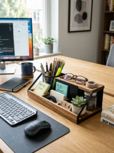 Desk organizer keeping workspace tidy and functional