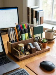 Desk organizer keeping workspace tidy