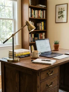 Metal accents balancing rustic decor