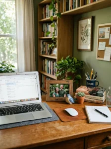 Personal touches making home office feel cozy