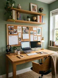 Wall storage maximizing desk space