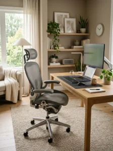 Comfortable chair improving home office setup