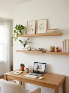 Floating shelves adding storage without bulk