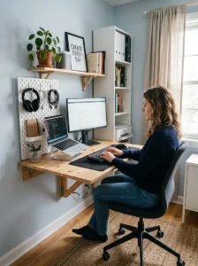 Foldable desk maximizing space flexibility