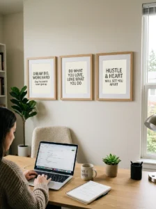 Inspirational quotes adding motivation to workspace