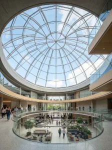 Minimal frame glass dome ceiling