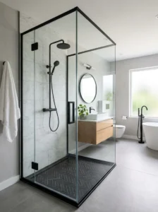 Matte black shower frame