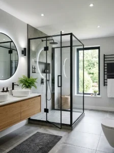 Black shower frame bathroom