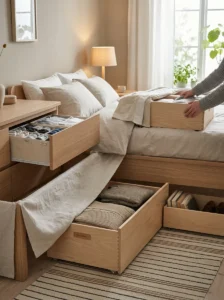 Hidden storage keeping room uncluttered