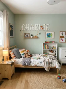 Personalized name decor in boys room