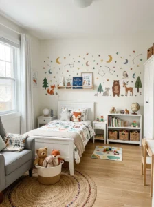 Wall decals in little boy bedroom