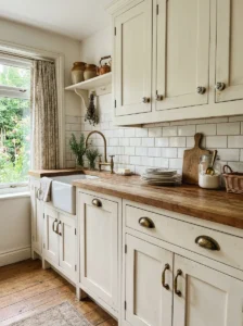 Vintage cabinet hardware adding charm to cottage kitchen