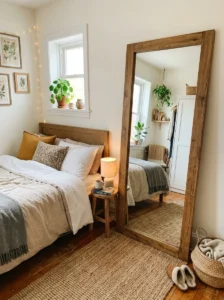 Statement mirror expanding room visually