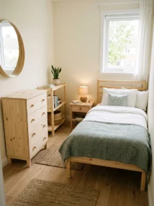 Light wood adding warmth without heaviness