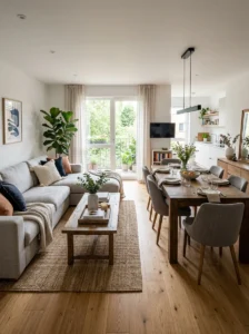 Comfortable and functional open concept living dining room