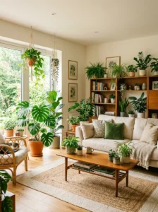 Indoor plants bringing life and freshness to living room