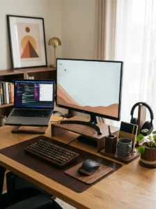 Matching items improving home office aesthetics