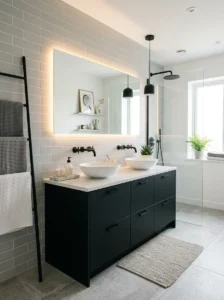 Matte black vanity bathroom