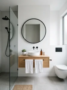 Minimal black mirror bathroom