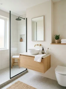 Minimal decor keeping small bathroom uncluttered