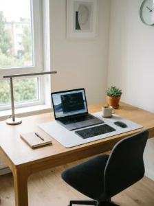 Clean desk foundation creating focused home office workspace