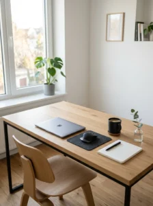 Minimal desk reducing clutter in office