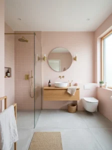 Minimal pink bathroom design