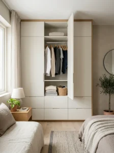 Minimal wardrobe design keeping room clean