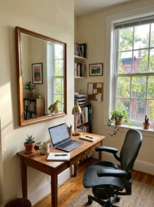 Mirror making office feel more spacious
