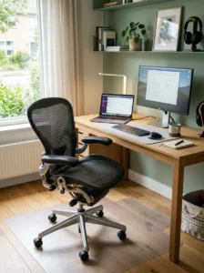 Comfortable desk chair improving workspace setup