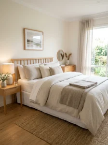 Simple bedding keeping room calm