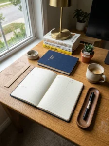 Notebook helping keep desk organized