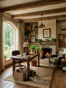 Earthy colors creating calm western workspace