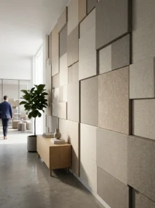 Neutral wall panels creating modern office wall design