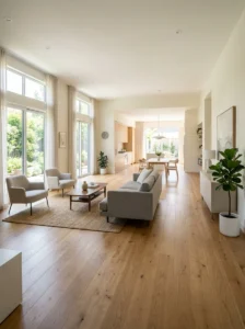 Clear pathways improving flow in open concept living dining space