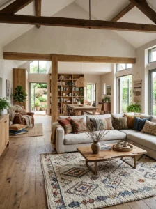 Texture adding depth to open concept living and dining room
