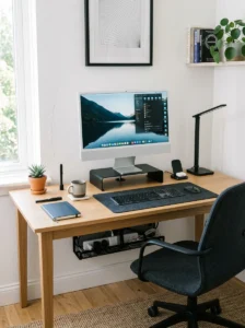 Cable management keeping home office tidy