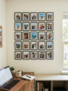 Photo grid display making office feel personal