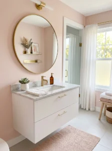 Pink bathroom ideas with soft fresh modern design