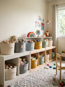 Safe storage solutions keeping toddler room organized