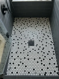 Penny tile shower floor