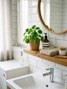 Small greenery adding life to bathroom space