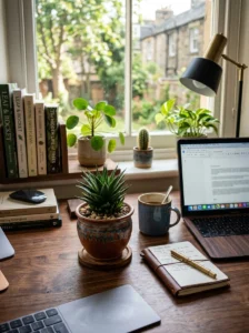 Small plant bringing freshness to desk setup