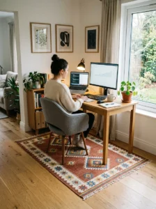 Rug adding comfort to small office